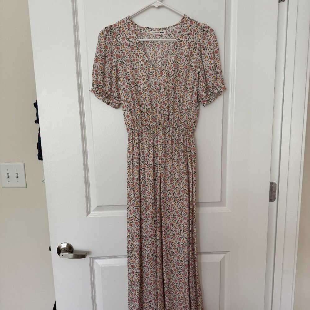 Reformation Floral Puff Sleeve Midi Dress XS